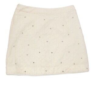 SNNLNN Mini Skirt Rhinestone Embellished Size M Cream Textured Party